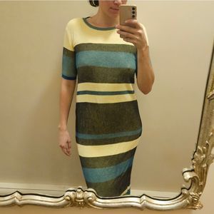 Asos wide striped maxi sheath T shirt dress sz 14 Us